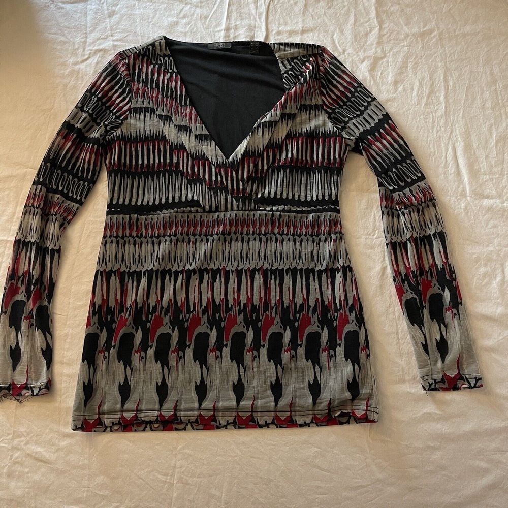 Vintage ESPRIT Womens All Over Print Blouse Size M Retro Shirt Top